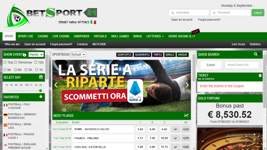 Betsport24 screenshot